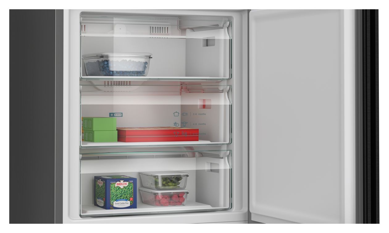 iQ300 KG49NXXCF 311 l / 129 l Kühl-Gefrierkombi freistehend NoFrost 178 kWh Jahr  (Schwarz, Edelstahl) 