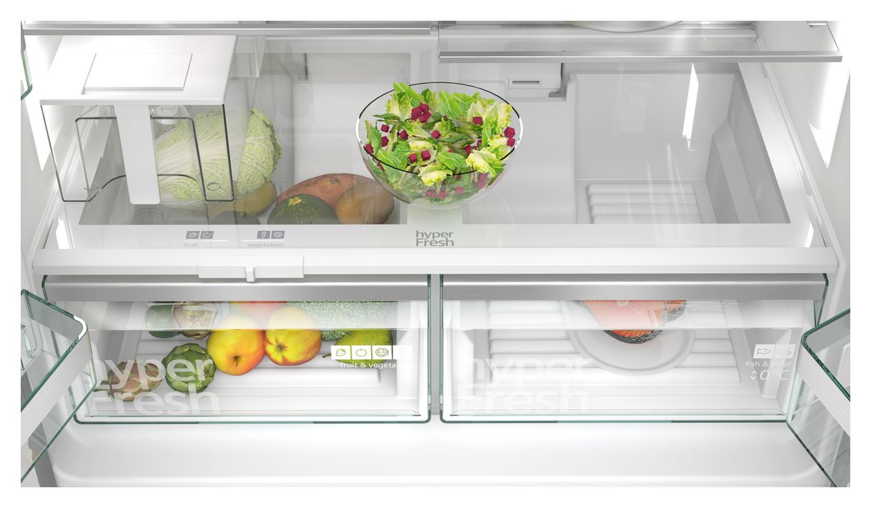 iQ500 KF96IAPEA Side-by-Side Kühl-/ Gefrierkombination 375 l / 199 l 327 kWh NoFrost 1830 mm x 905 mm  (Gebürsteter Stahl) 