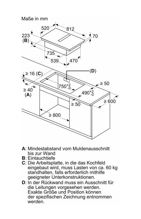 iQ700 EX87BNGA7 (EX87BNX68E + HZ9VDSB2) autarkes 80 cm Induktionskochfeld 4 Kochzonen mit integriertem Dunstabzug 
