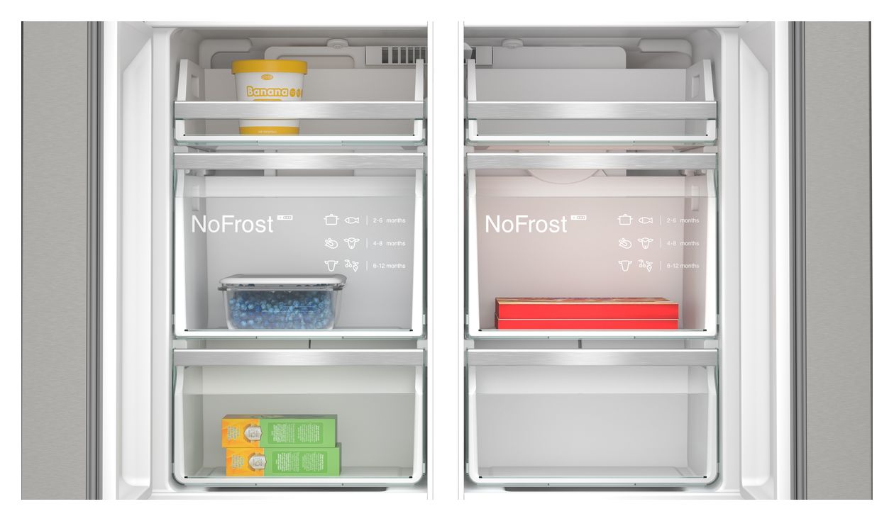 iQ700 KF96DPPEA Side-by-Side Kühl-/ Gefrierkombination French Door 375 l / 199 l 327 kWh NoFrost 1830 mm x 905 mm  (Edelstahl) 