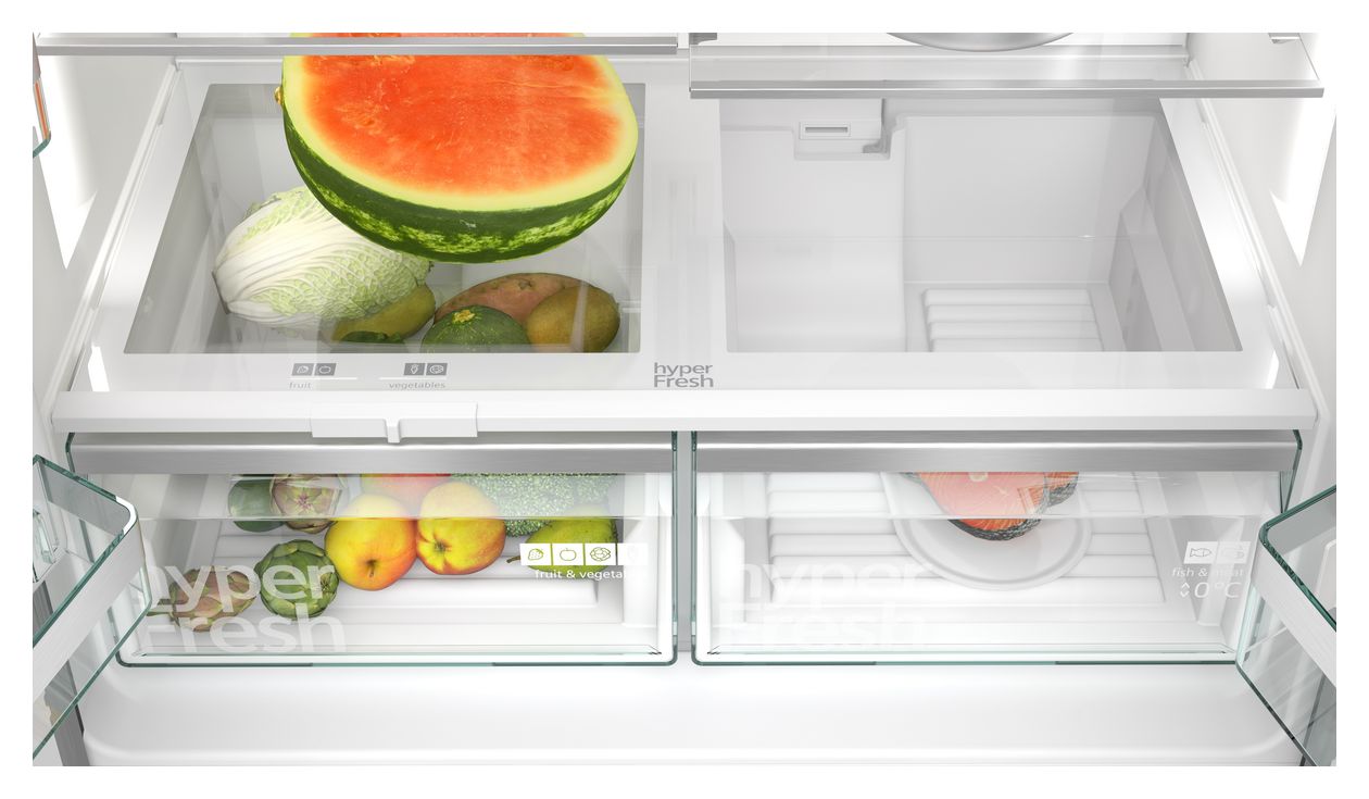 iQ700 KF96DPXEA Side-by-Side Kühl-/ Gefrierkombination French Door 375 l / 199 l 327 kWh NoFrost 1830 mm x 905 mm  (Grau) 