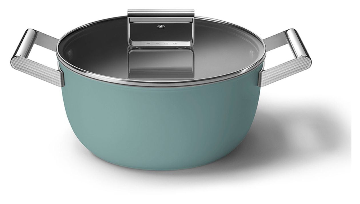 CSF2412EGM Schmortopf 50's Style 24 cm Keramik beschichtet für alle Herdplatten und Backöfen bis 250° mit Glas-Deckel 