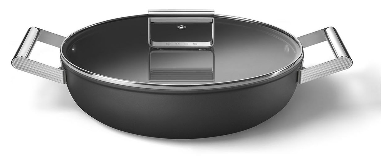 DPF2812BLM Schmorpfanne 50's Style 28 cm Keramik beschichtet für alle Herdplatten und Backöfen bis 250° mit Glas-Deckel 