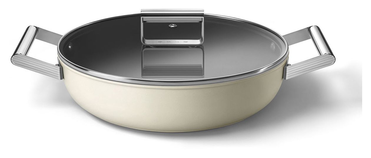 DPF2812CRM Schmorpfanne 50's Style 28 cm Keramik beschichtet für alle Herdplatten und Backöfen bis 250° mit Glas-Deckel 