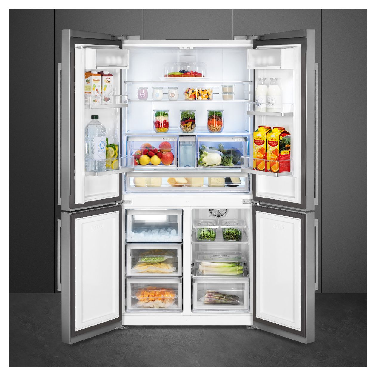 FQ60XDAIE Side-by-Side Kühl-/ Gefrierkombination French Door 376 l / 196 l 338 kWh NoFrost 1820 mm x 908 mm  (Edelstahl) 