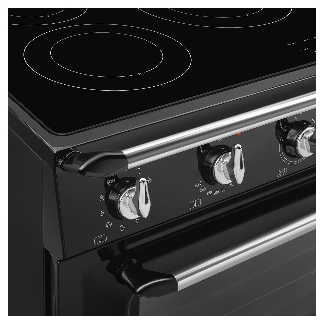 TR90IMBL Range Cooker (Kochherd) Elektro 115 l Zweikreis-Grill mit variabler Rate 9 Beheizungsarten AutoClean mit Induktions Kochfeld 