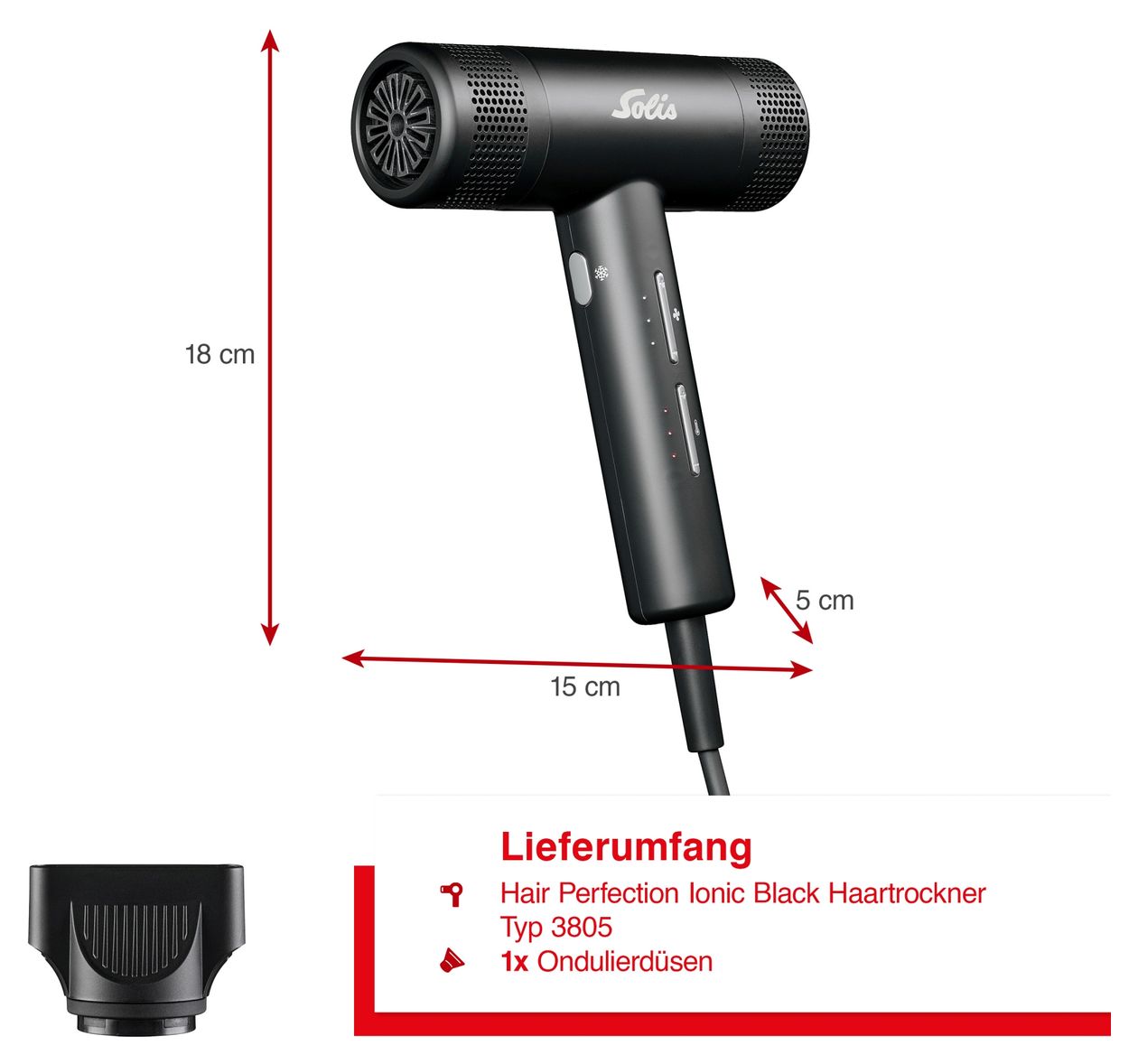 3805 Hair Perfection Haartrockner 1600 W  (Schwarz) 