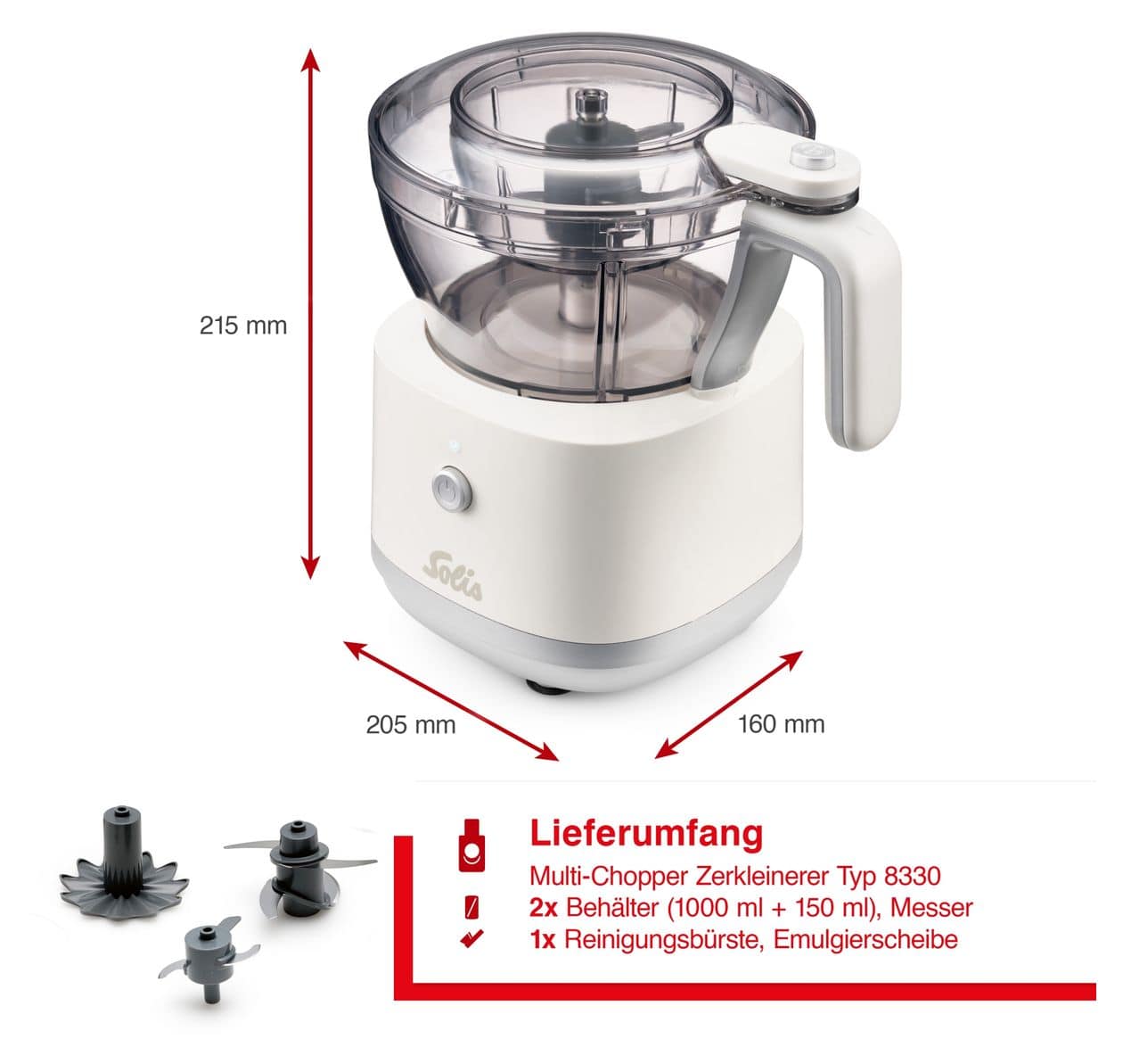 S0184 Multi Chopper Zerkleinerer 200 W 1 l Kunststoff Behälter  (Weiß) 