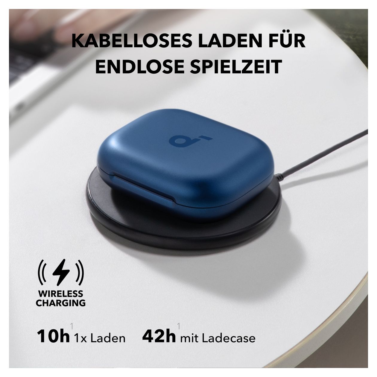 Aerofit 2 Ohraufliegender Bluetooth Kopfhörer kabellos 10 h Laufzeit IP55 USB Typ-C  (Blau) 