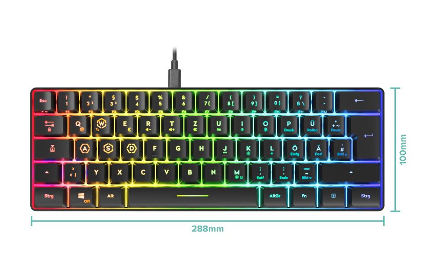 SL-670014 RGB-LED Gaming Tastatur RF kabellos + USB  (Schwarz) 