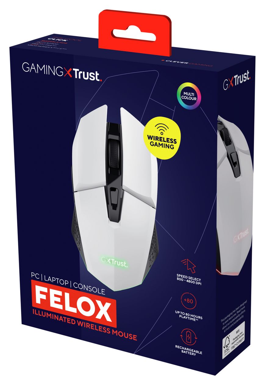 GXT 110 Felox 4800 DPI Gaming Maus Optisch  (Weiß) 
