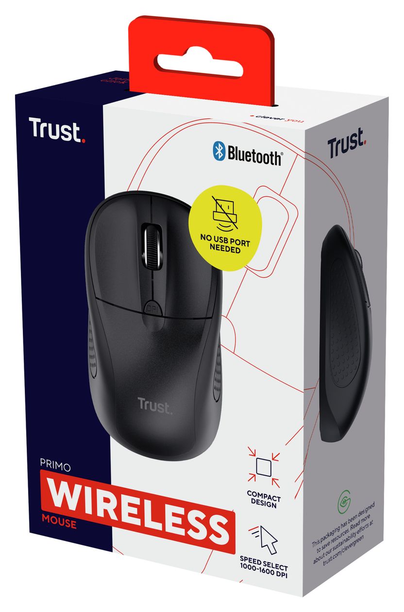 Primo Bluetooth 1600 DPI Reisen Maus Optisch  (Schwarz) 