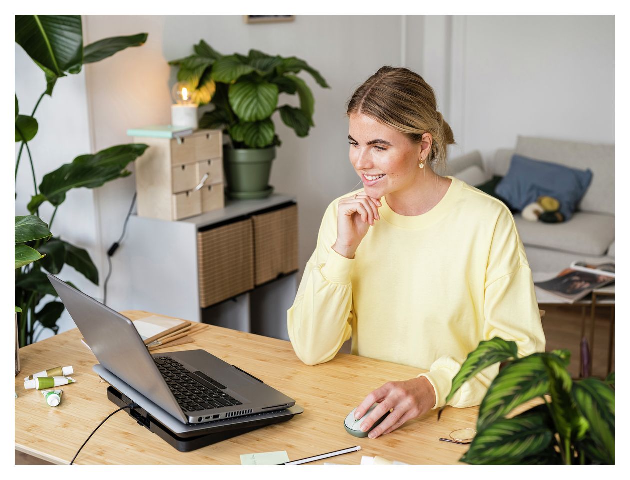 Yvi+ 1600 DPI Büro Maus Optisch  (Schwarz, Grün) 