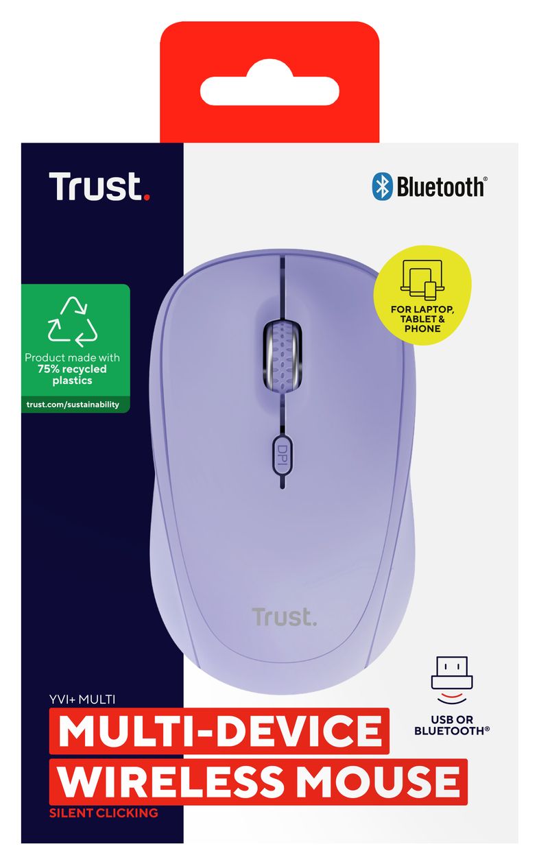 Yvi+ 1600 DPI Universal Maus Optisch  (Violett) 