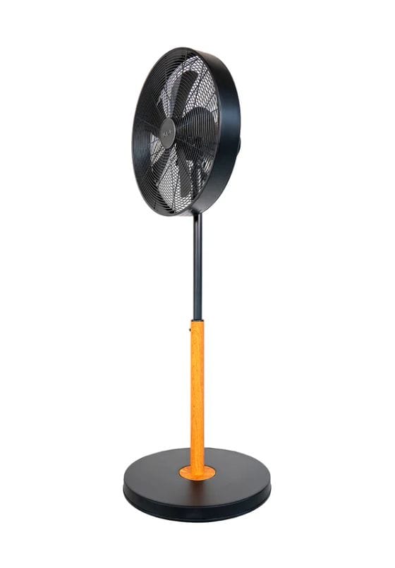 Black Steel Ventilator Stand neigbar  (Schwarz, Holz) 