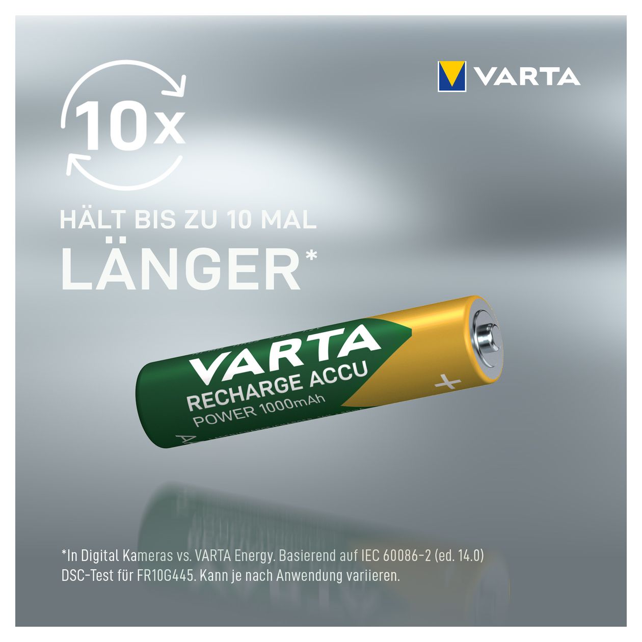 Batterien AAA, wiederaufladbar, 2 Stück, Recharge Accu Power, Akku, 1000 mAh Ni-MH, ohne Memory Effekt, vorgeladen, sofort einsatzbereit 