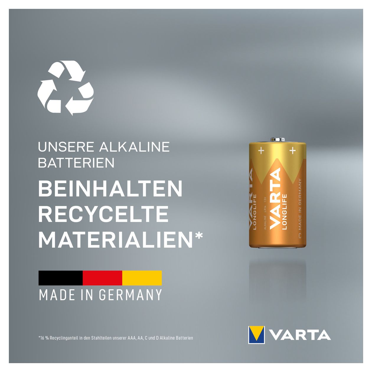 Longlife Batterie C Alkali 1,5 V 2 Stück  (Gelb) 