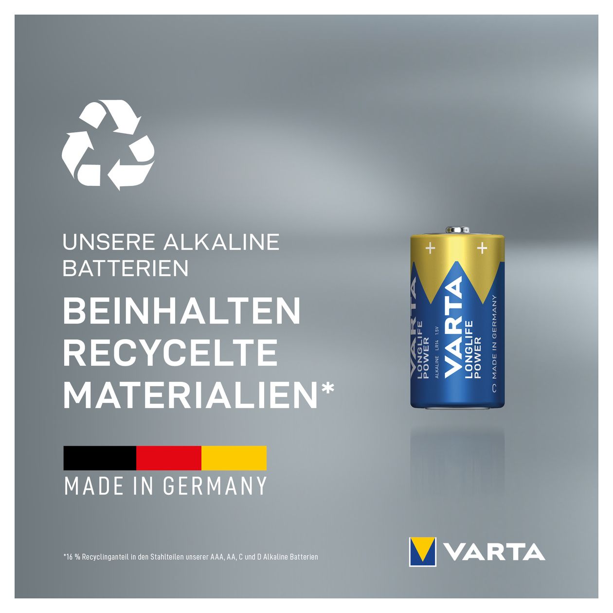 LONGLIFE Power, Alkaline Batterie, C, Baby, LR14, 2er Pack, Made in Germany 