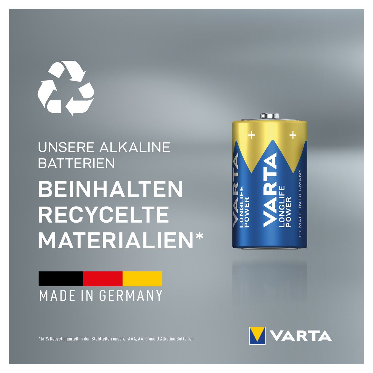 LONGLIFE Power, Alkaline Batterie, D, Mono, LR20, 1,5V, 2er Pack, Made in Germany 