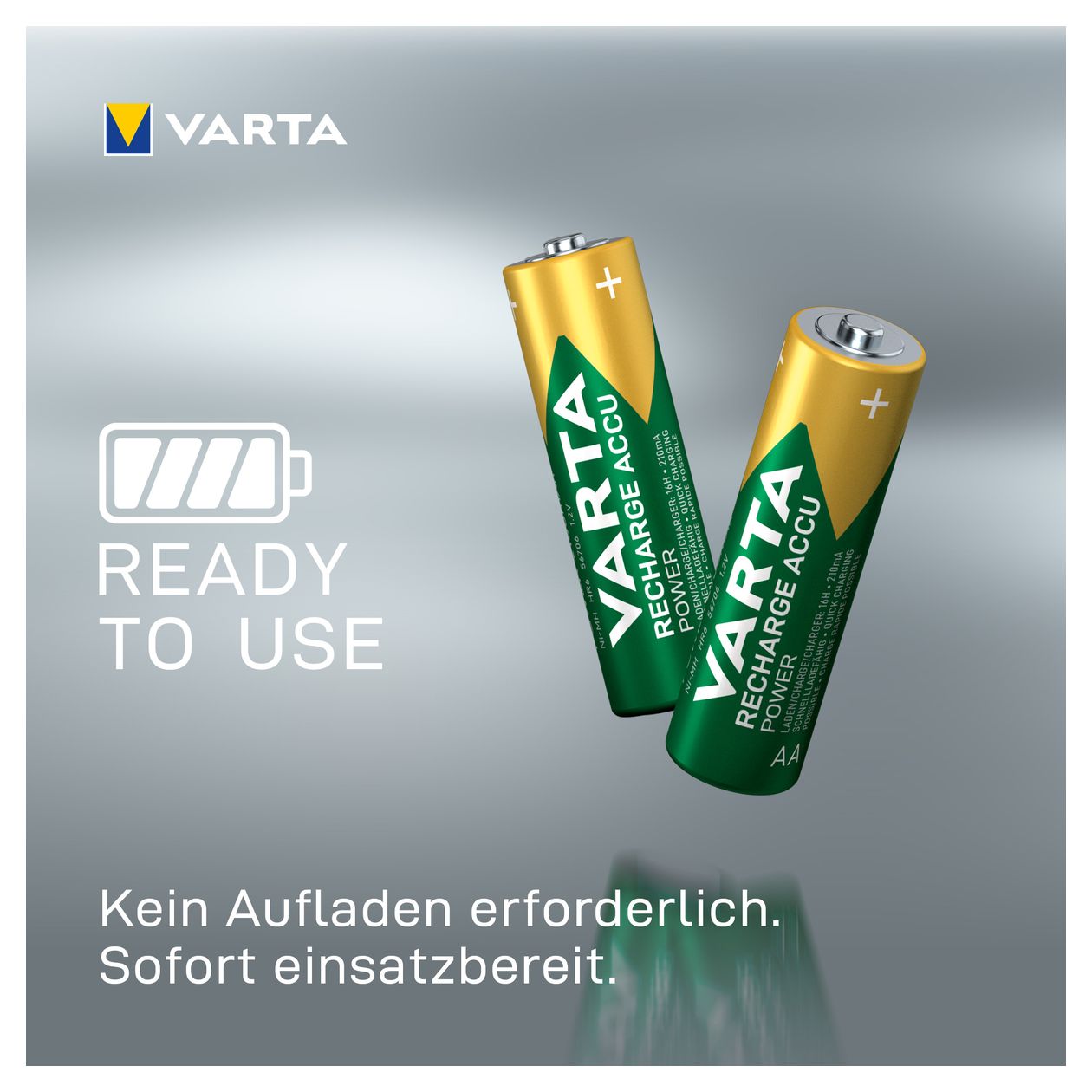 Recharge Accu Power AA 2100 mAh 4er Pack (vorgeladener NiMH-Akku, Micro, wiederaufladbarer Akku, gebrauchsfertig) 