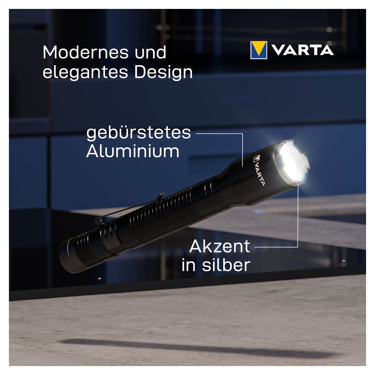 Taschenlampe LED inkl. 2x AA Batterien, Aluminium Light F20 Pro Leuchte, Lampe mit drei Leuchtmodi, Taschenleuchte mit Aluminiumgehäuse, texturiertem Griff, stoßfest 