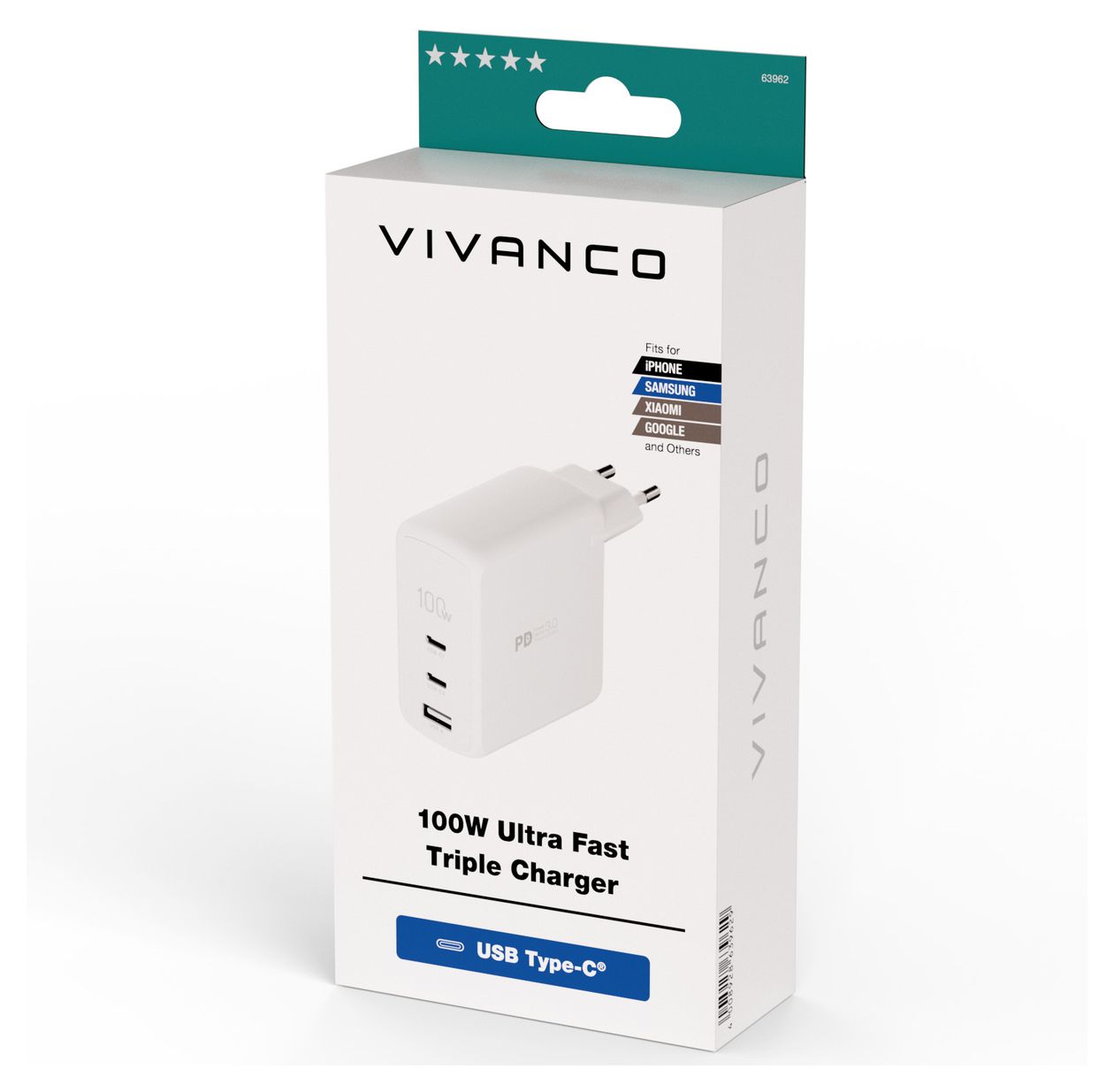 Power Delivery 3.0 Ultra Fast Dreifach Schnellladegerät 100W 