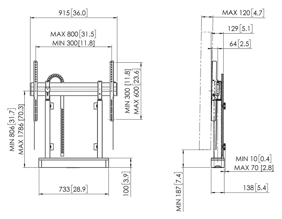RISE 2005B Motorisierter Display-Boden-Wand-Lift 