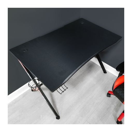 Ocelot Aluminium Carbon Gamingtisch  (Schwarz, Blau, Rot) 