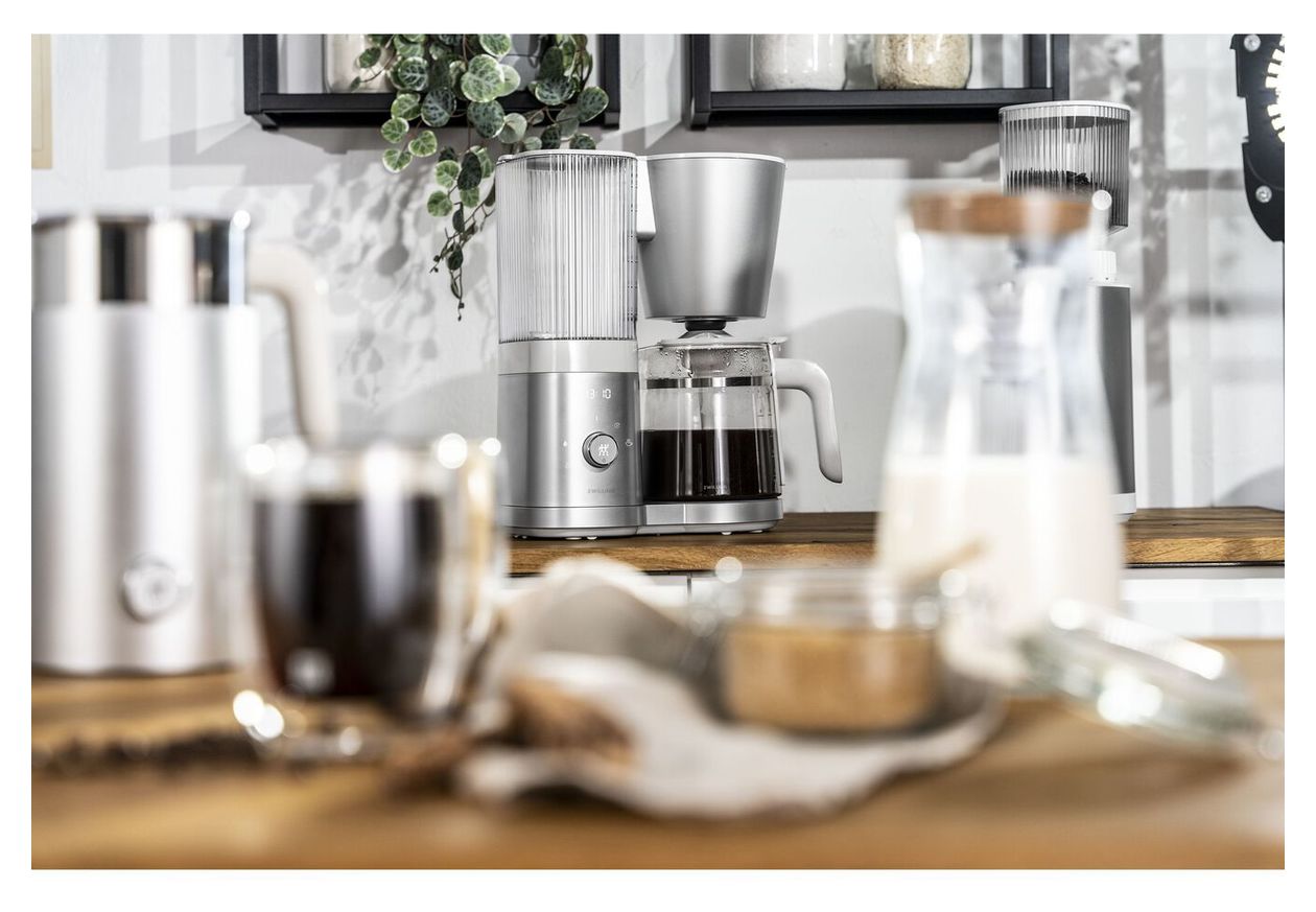 Enfinigy 12 Tassen Filterkaffeemaschine 1,5 l  (Silber, Weiß) 
