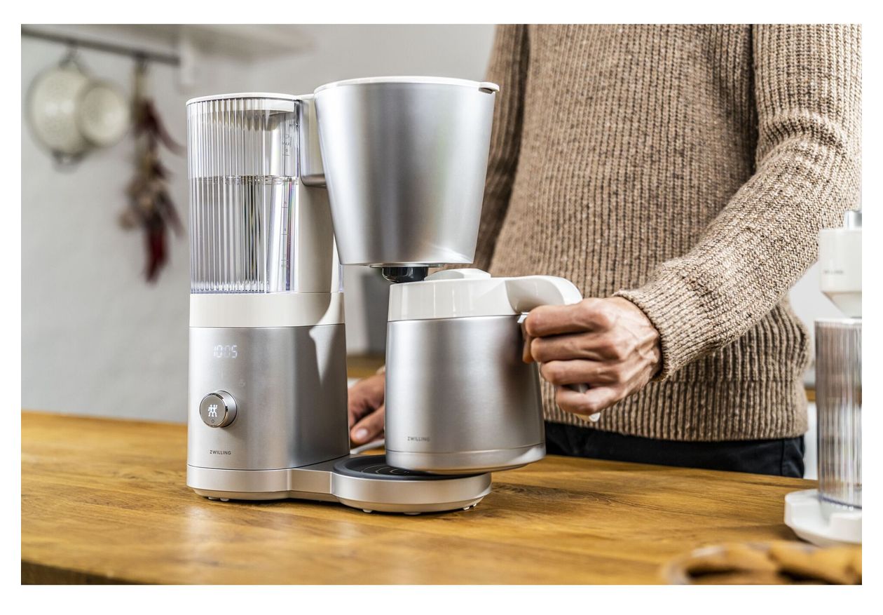 Enfinigy 12 Tassen Thermo Filterkaffeemaschine 1,5 l  (Stahl, Weiß) 
