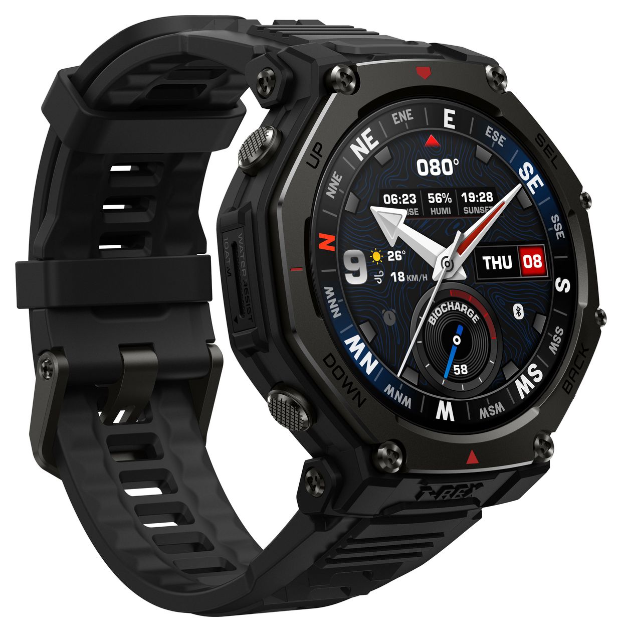 T-Rex 3 Pro Digital 48 mm Smartwatch Rund 322 ppi  (Schwarz) 