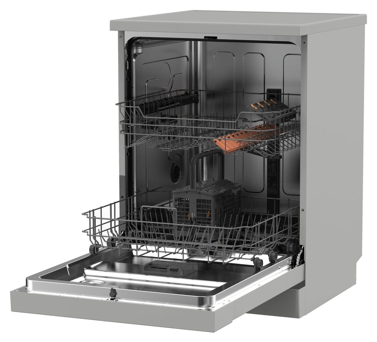 GSP 543 460 SI 60 cm Geschirrspüler freistehend leise 13 Maßgedecke aquaStop Funktion Mini Active (Silber) 