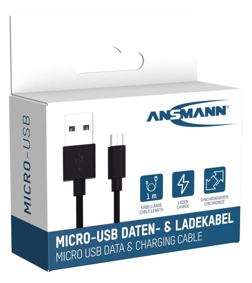 1700-0129 0,48 Gbit/s Stecker Rundkabel USB A auf Micro-USB B 1 m  (Schwarz) 