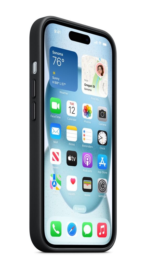 Feingewebe Case mit MagSafe Cover für Apple iPhone 15  (Schwarz) 