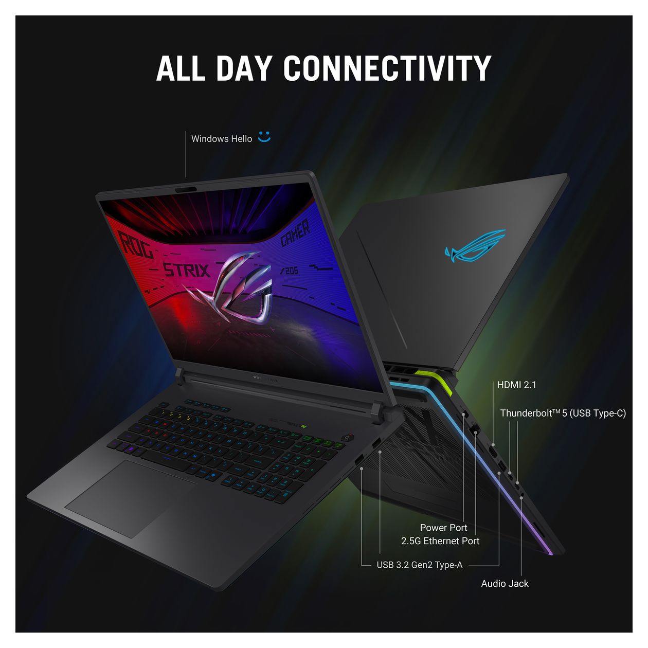 ROG Strix G615LW-TS338W WQXGA Notebook 40,6 cm (16 Zoll) 2560 x 1600 Pixel 32 GB Ram 1 TB SSD Windows 11 Home Intel Core Ultra 9 max. 5,5 GHz NVIDIA GeForce RTX 5080  (Grau) 