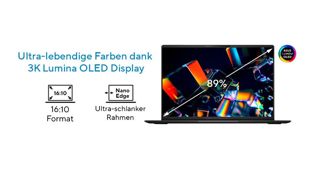 Vivobook S16 S5606CA-RI152W WQXGA+ Notebook 40,6 cm (16 Zoll) 2880 x 1800 Pixel 1 TB SSD Windows 11 Home Intel Core Ultra 7 max. 5,1 GHz  (Schwarz) 