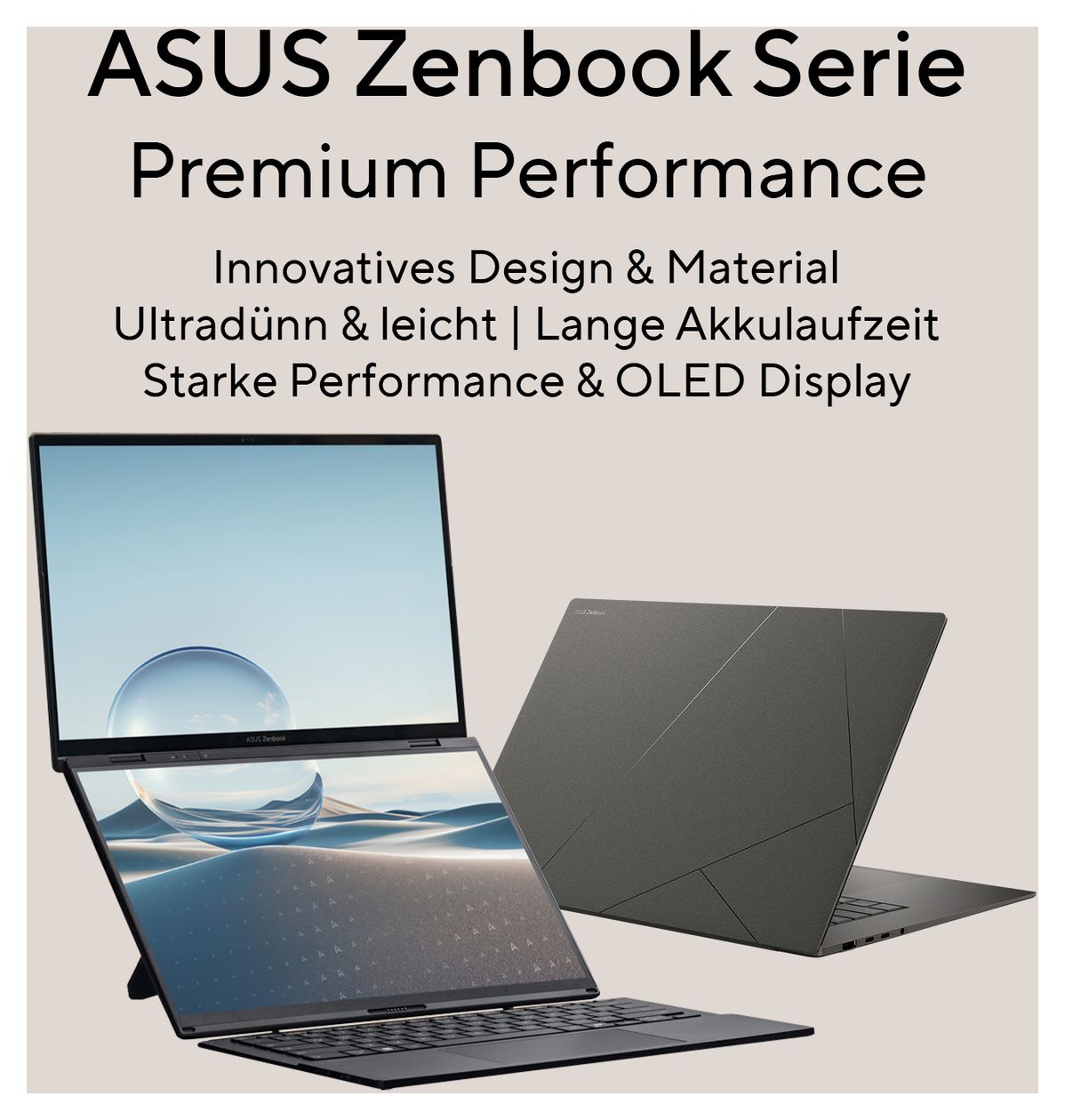 Zenbook A14 UX3407NA-QD140W WUXGA Notebook 35,6 cm (14 Zoll) 1920 x 1200 Pixel 32 GB Ram 1 TB SSD Windows 11 Home Qualcomm Snapdragon max. 4 GHz intern  (Grau) 