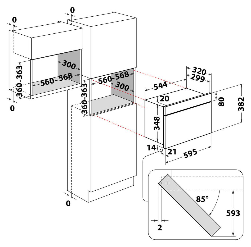 BMN14BK Einbau-Mikrowelle 750 W Größe: mittel 4 Stufen Grill (Schwarz) 