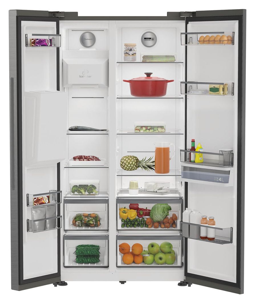SBSIWE90 Side-by-Side Kühl-/ Gefrierkombination 375 l / 203 l 328 kWh NoFrost 1790 mm x 910 mm  (Edelstahl) 