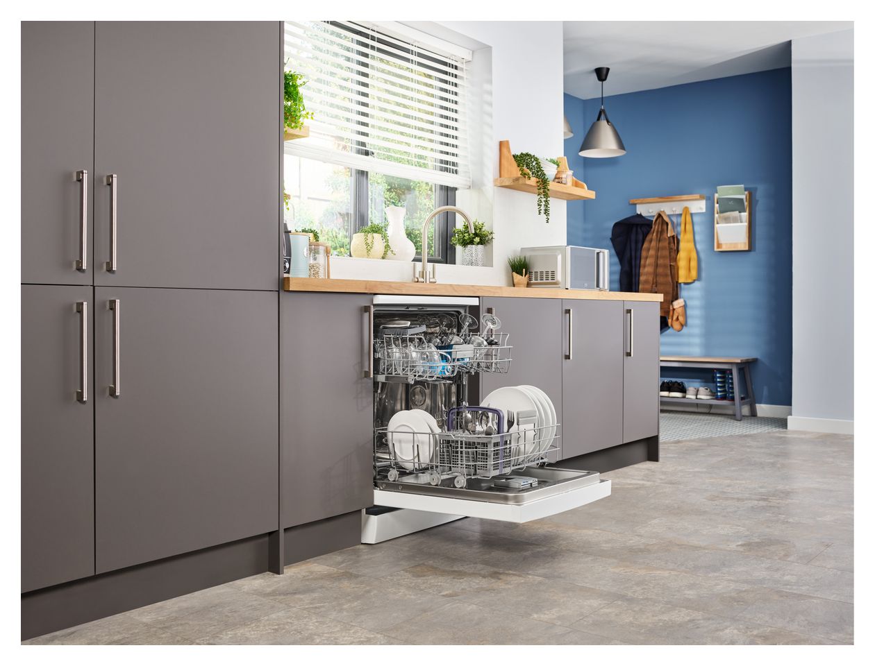 BDFN26430W 60 cm Geschirrspüler freistehend Leise 14 Maßgedecke Restwärme 