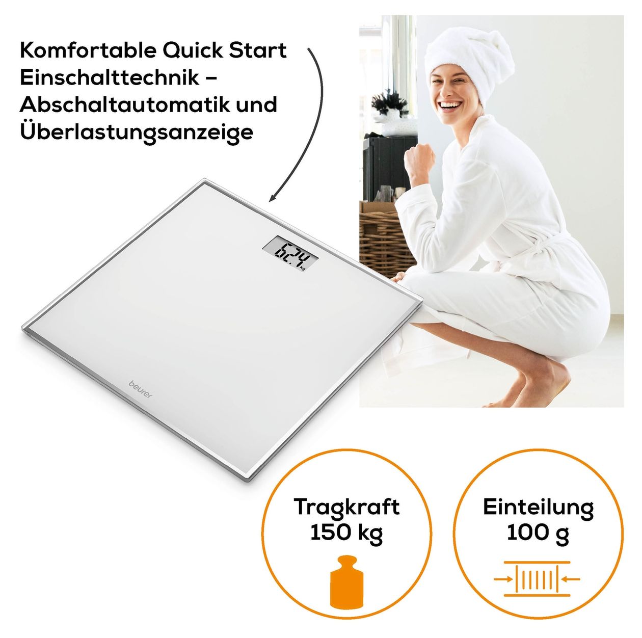 GS120 Kompakt Elektronische Personenwaage bis 150 kg 