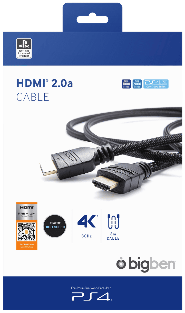 HDMI-Kabel 3m 4K Ultra HD 60Hz PlayStation 4 (Schwarz) 