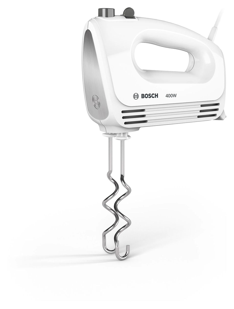 MFQ24200 CleverMixx Handmixer 400 W 4 Stufen (Gebürsteter Stahl, Weiß) 