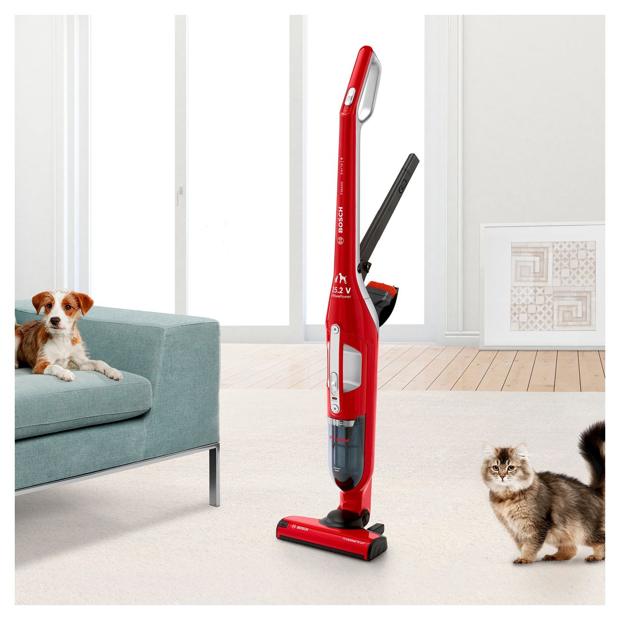 Serie 4 BBH3ZOO25 Handstaubsauger Beutellos bis 55 min Laufzeit 25,2 V  (Rot) 