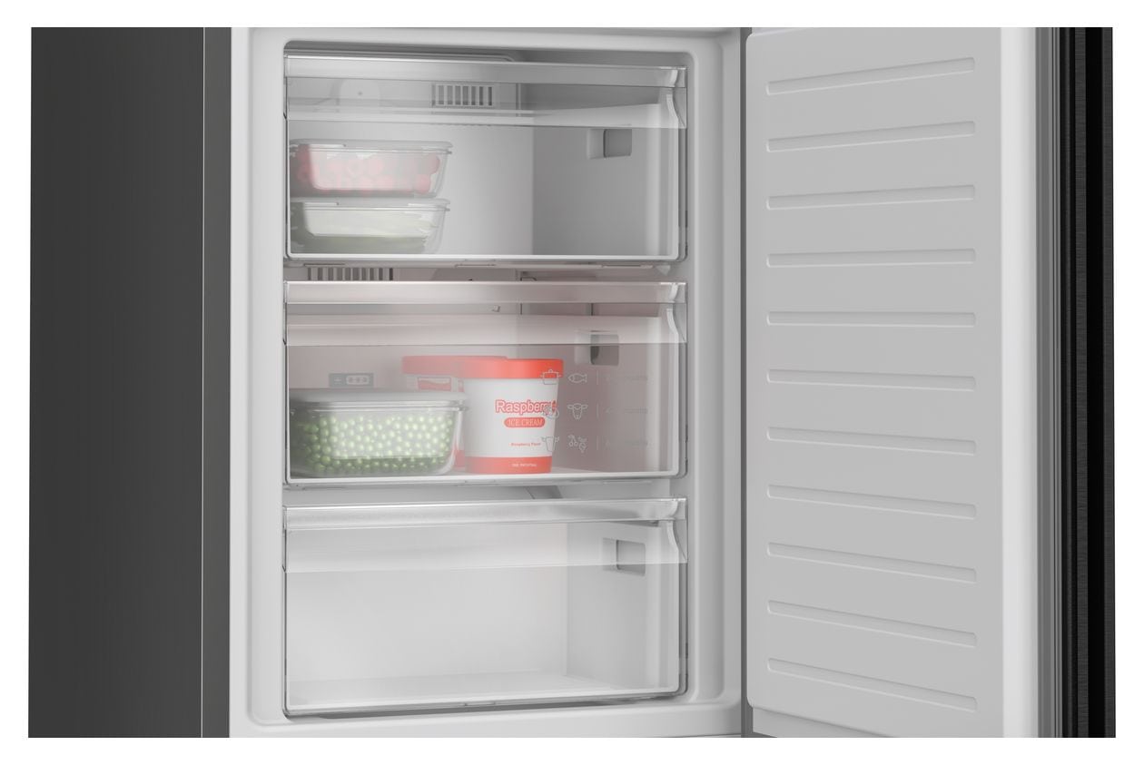 Serie 4 KGN39EXCF 260 l / 103 l Kühl-Gefrierkombi freistehend NoFrost 162 kWh Jahr  (Schwarz, Edelstahl) 