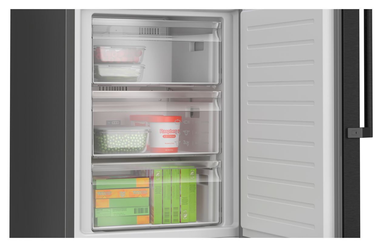 Serie 4 KGN39VXAU 260 l / 103 l Kühl-Gefrierkombi freistehend NoFrost 112 kWh Jahr  (Schwarz) 