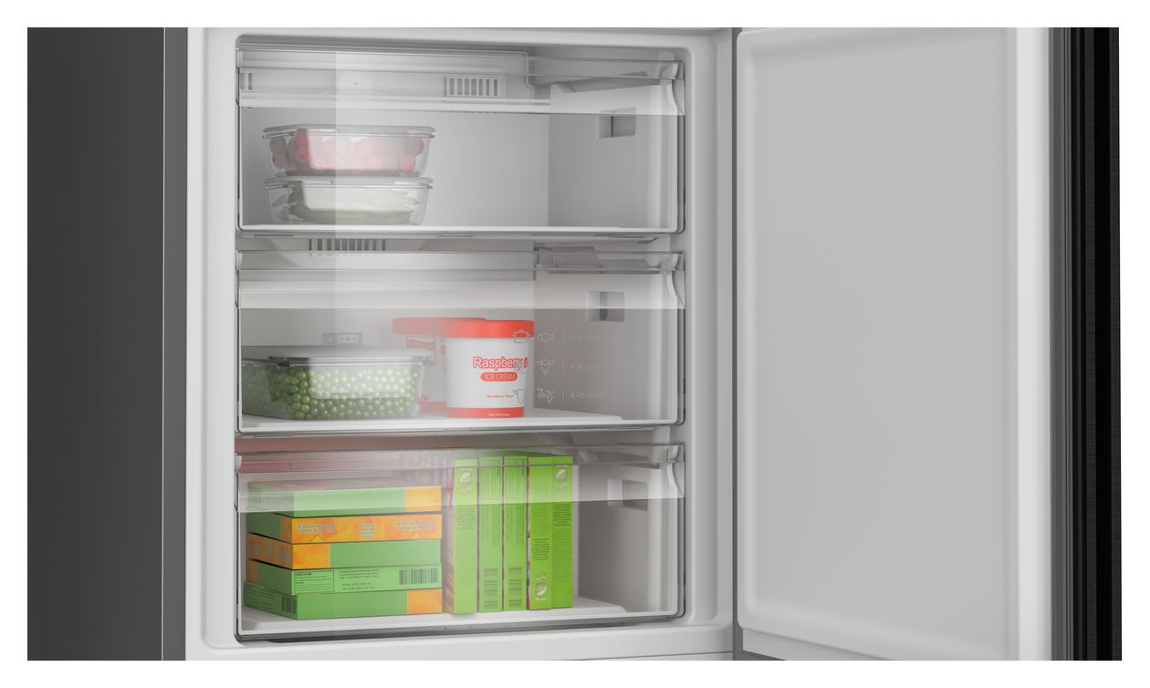 Serie 4 KGN492XCF 311 l / 129 l Kühl-Gefrierkombi freistehend NoFrost 178 kWh Jahr  (Schwarz, Edelstahl) 