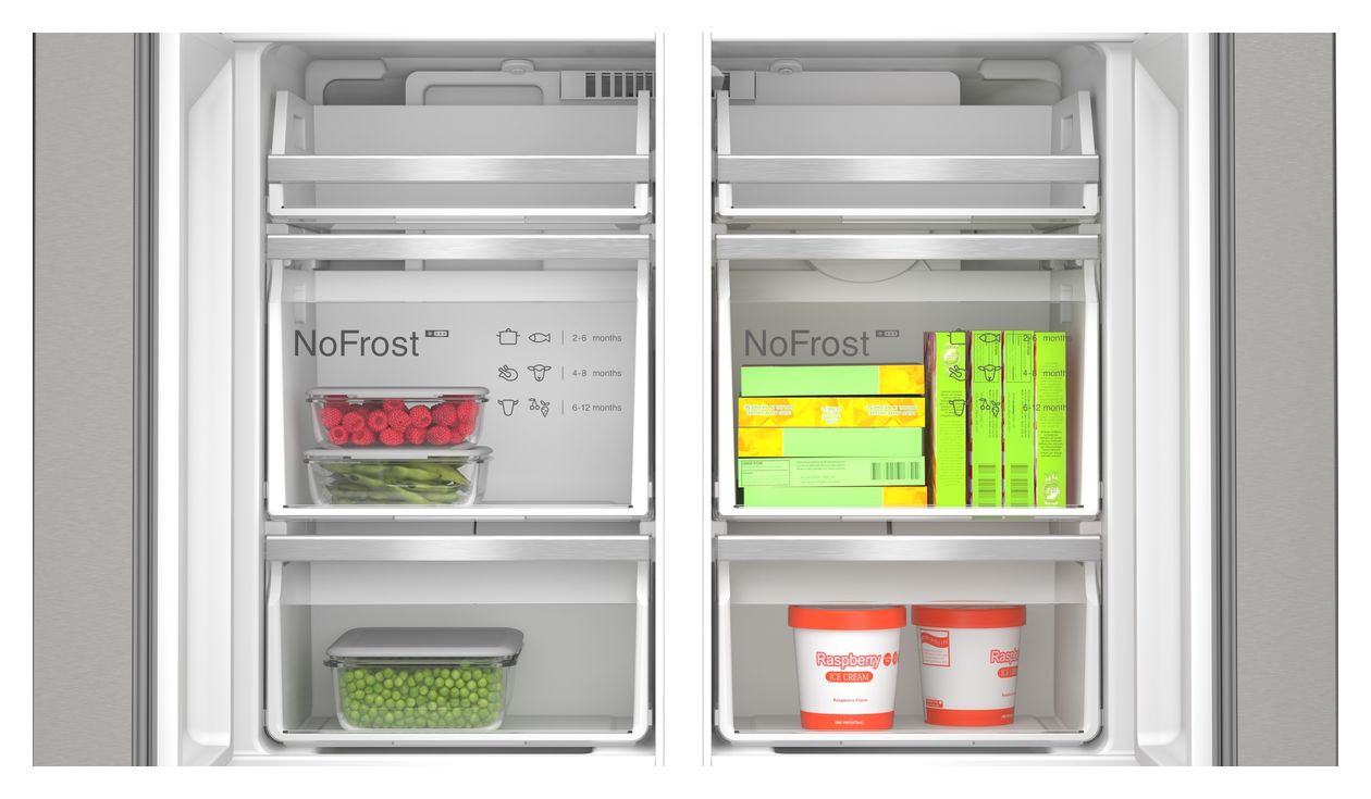 Serie 6 KFI96APEA Side-by-Side Kühl-/ Gefrierkombination 375 l / 199 l 327 kWh NoFrost 1830 mm x 905 mm  (Gebürsteter Stahl) 