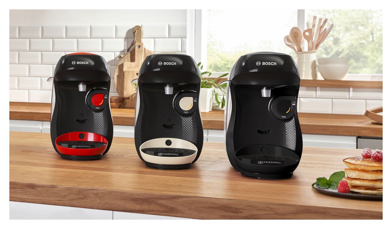 TAS103E Tassimo Happy friendly Kaffeekapsel Maschine  (Schwarz, Rot) 