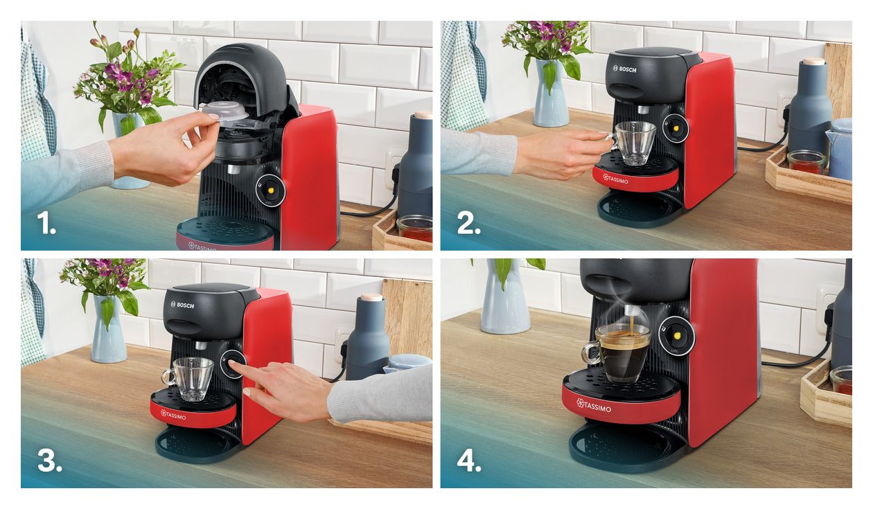 TAS163E Tassimo Finesse Kaffeekapsel Maschine  (Schwarz, Rot) 